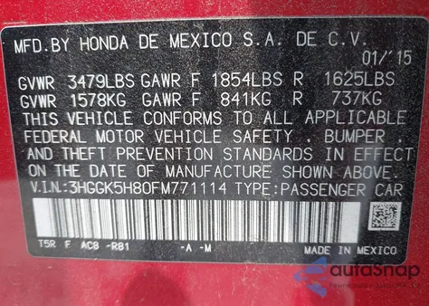 2015 Honda Fit Ex from USA, damaged, VIN 3HGGK5H80FM771114